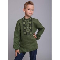 Вышиванка для мальчика (4434) оливкового цвета
