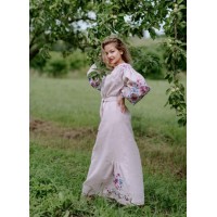 Плаття довге з китицями рожеве