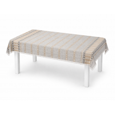 Скатертина ручного ткацтва 140*180 сірого кольору з жовтою вишивкою