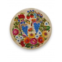 Тарелка 30 см с петриковской росписью на светлом фоне 