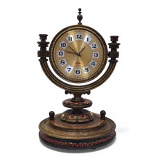 Часы настольные из дерева с зеркалом и подсвечниками и шкатулкой