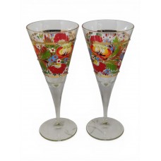 Пара позолоченных бокалов с петриковской росписью
