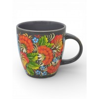 Чашка з петриківським розписом сіра