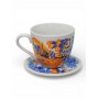 Чашка с блюдцем с петриковской росписью на белом фоне ❤️ Традиции в каждом изделии