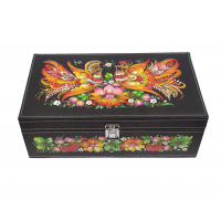 Футляр під 2 пляшки з петриківським розписом