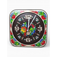 Часы кварцевые квадратные с петриковской росписью 30*30 см