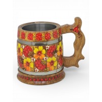 Бокал для пива с петриковской росписью светлый