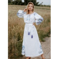 Платье в пол с китицами  белое