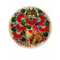 Тарілка з петриківським розписом 25 см на світлому фоні